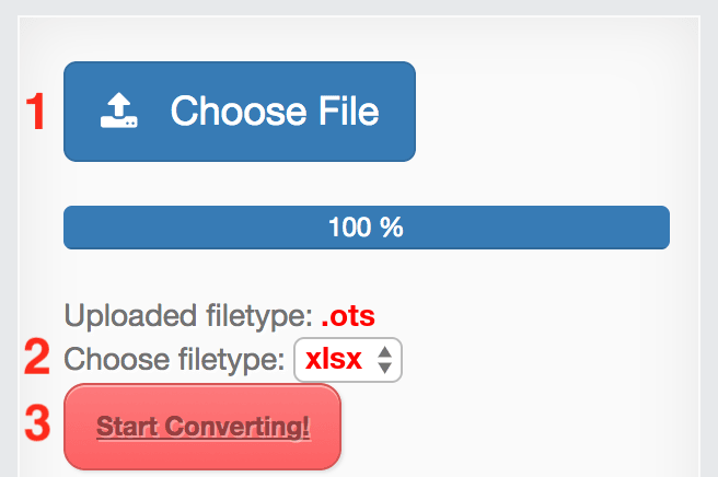 How to convert OTS files online to XLSX
